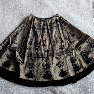 Dressbarn Olive Green and Black "Velvet" Brocade Skirt Size Med